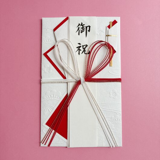 【中金封】和しぐさ／赤白花結花結び（5万〜50万円）中袋込み